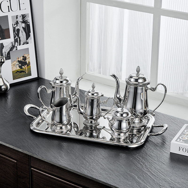 Coffee Tea English - Noordse RVS Afternoon Tea Koffieset Licht