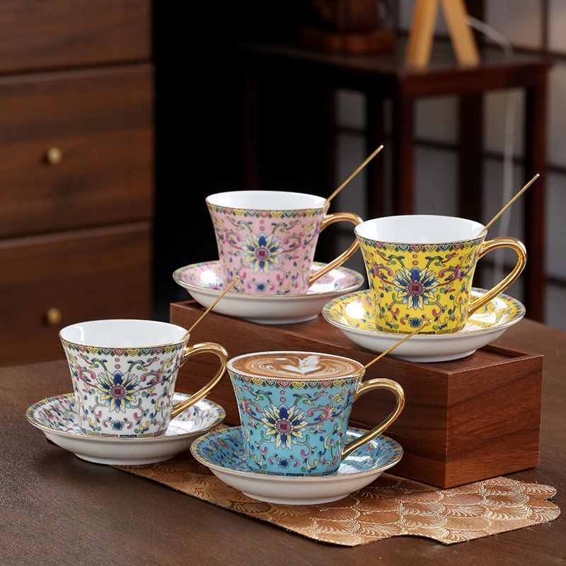 Coffee Tea English - 180ml Europese stijl keramische koffiekopje schotel