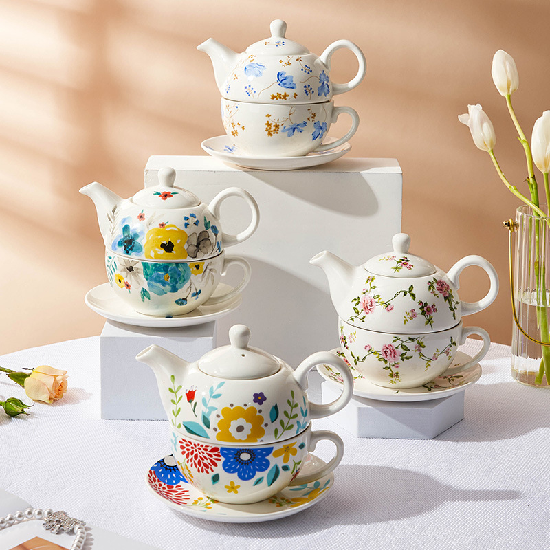 Coffee Tea English - Moeder zoon theepot set, Engelse keramische