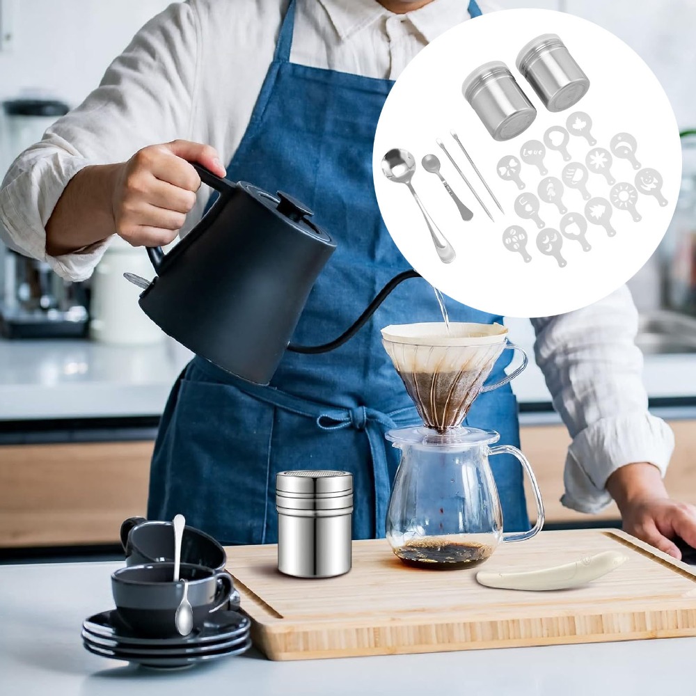 Coffee Stencil Art - Roestvrijstalen Latte Art Pen Draagbaar ontwerp