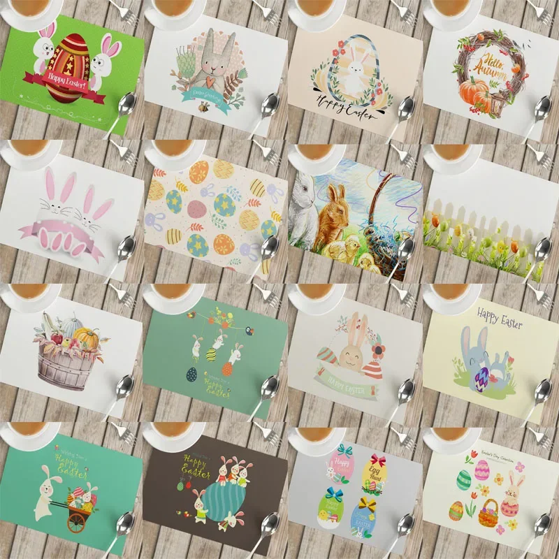 Coffee Tea Place - Cartoon paaseieren bedrukte tafelmatten placemat onderzetter