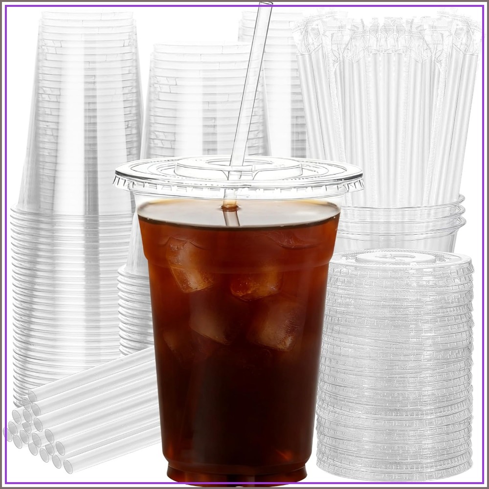 Coffee Tea Images - 50 stuks 16oz wegwerpbekers met deksels