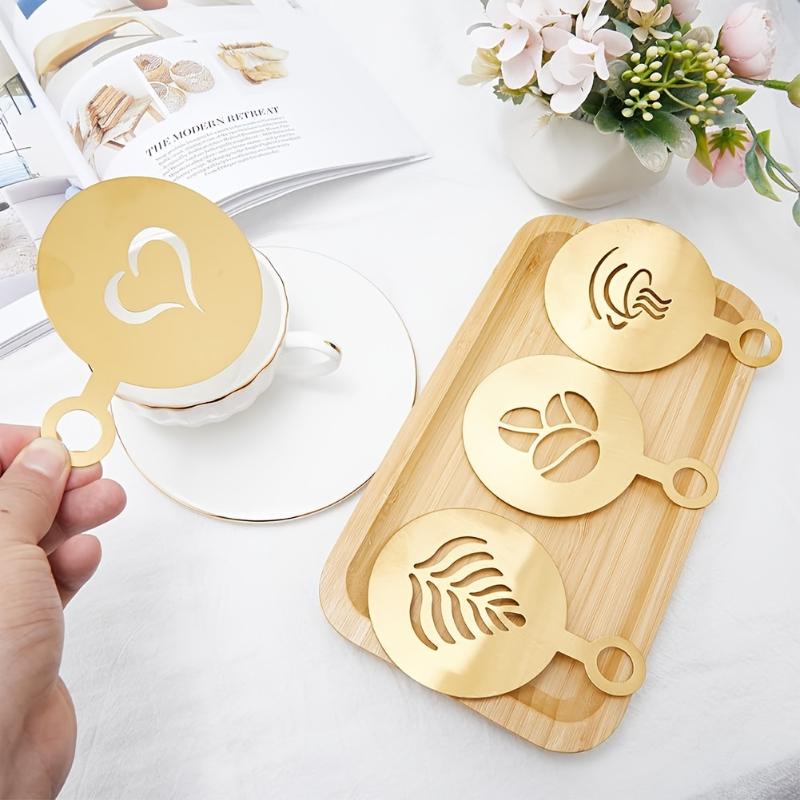 Coffee Stencil Art - 4 stks/set roestvrijstalen koffie-thema kunststencils voor