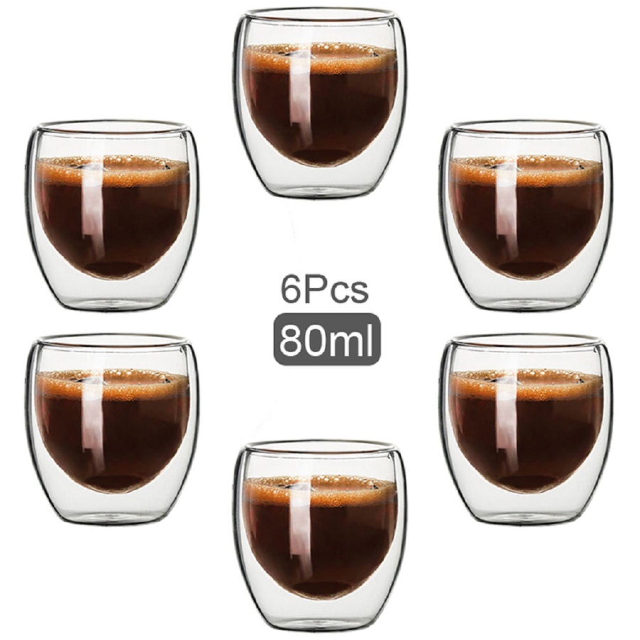 Coffee Tea Set Up - Dubbelwandige glazen koffiemokken glazen mok dubbelwandige