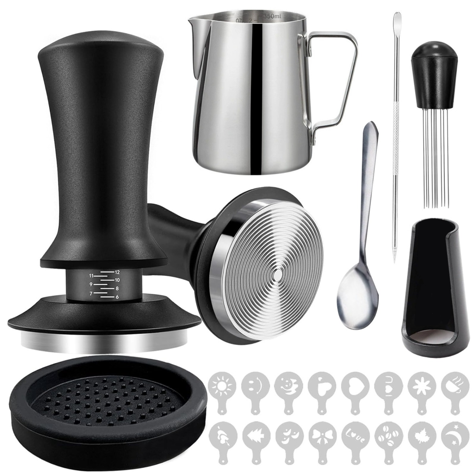 Coffee Stencil Art - 51mm Koffie Tamper Set 22-delige Espresso
