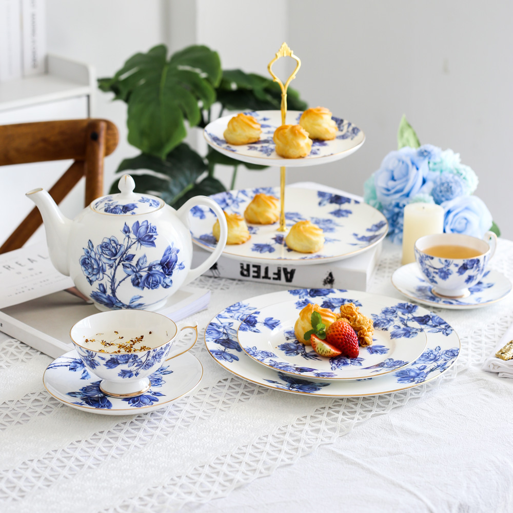 Coffee Tea English - Bone China koffiekopjesset, Engelse afternoon tea