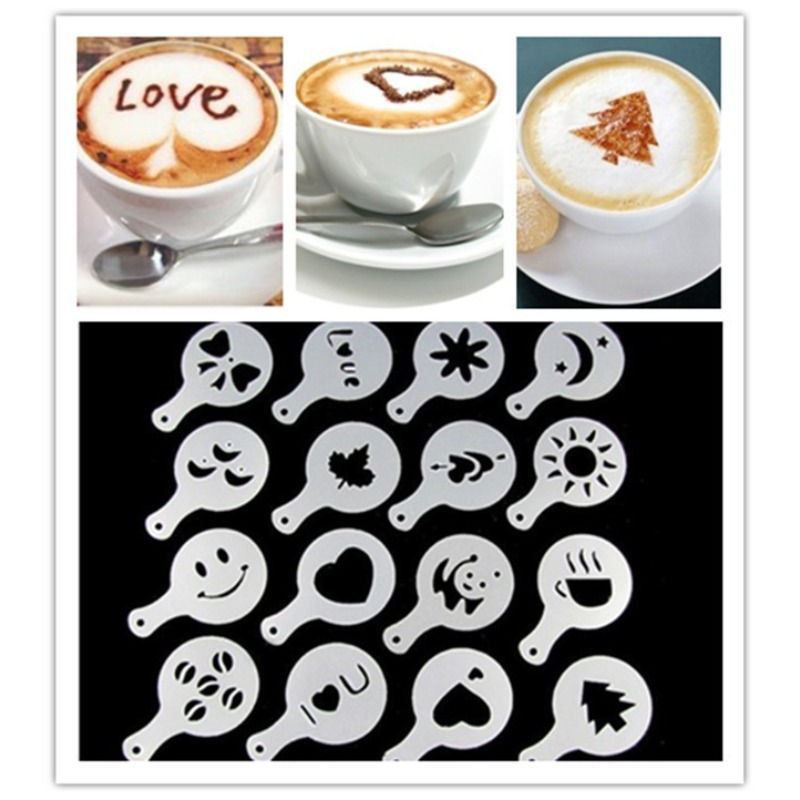 Coffee Stencil Art - 16 stuks koffie kunst stencils barista