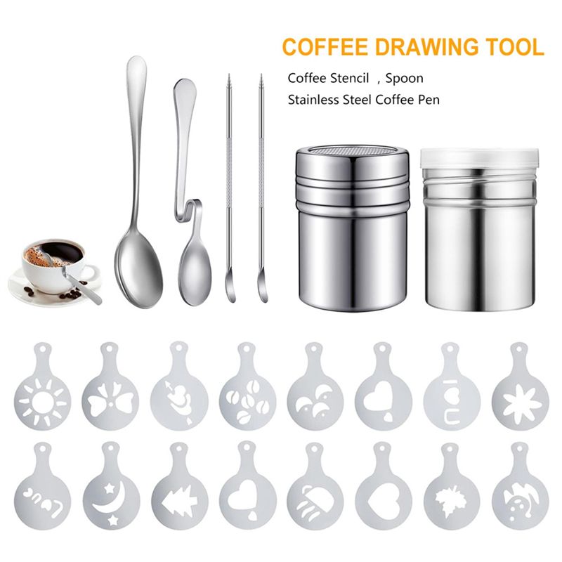 22-delige herbruikbare koffied - Coffee Stencil Art recensie en prijs