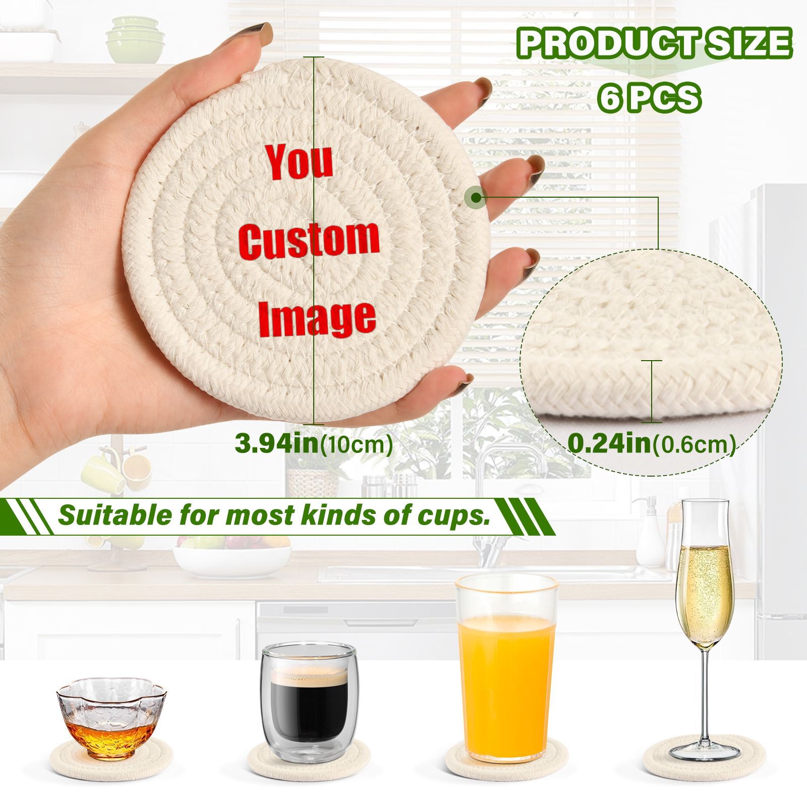 6 Stuks Cup Onderzetters Voor  - Coffee Tea Images recensie en prijs