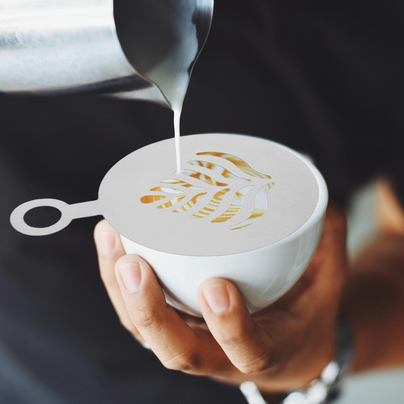 4-delige roestvrijstalen latte - Coffee Stencil Art recensie en prijs