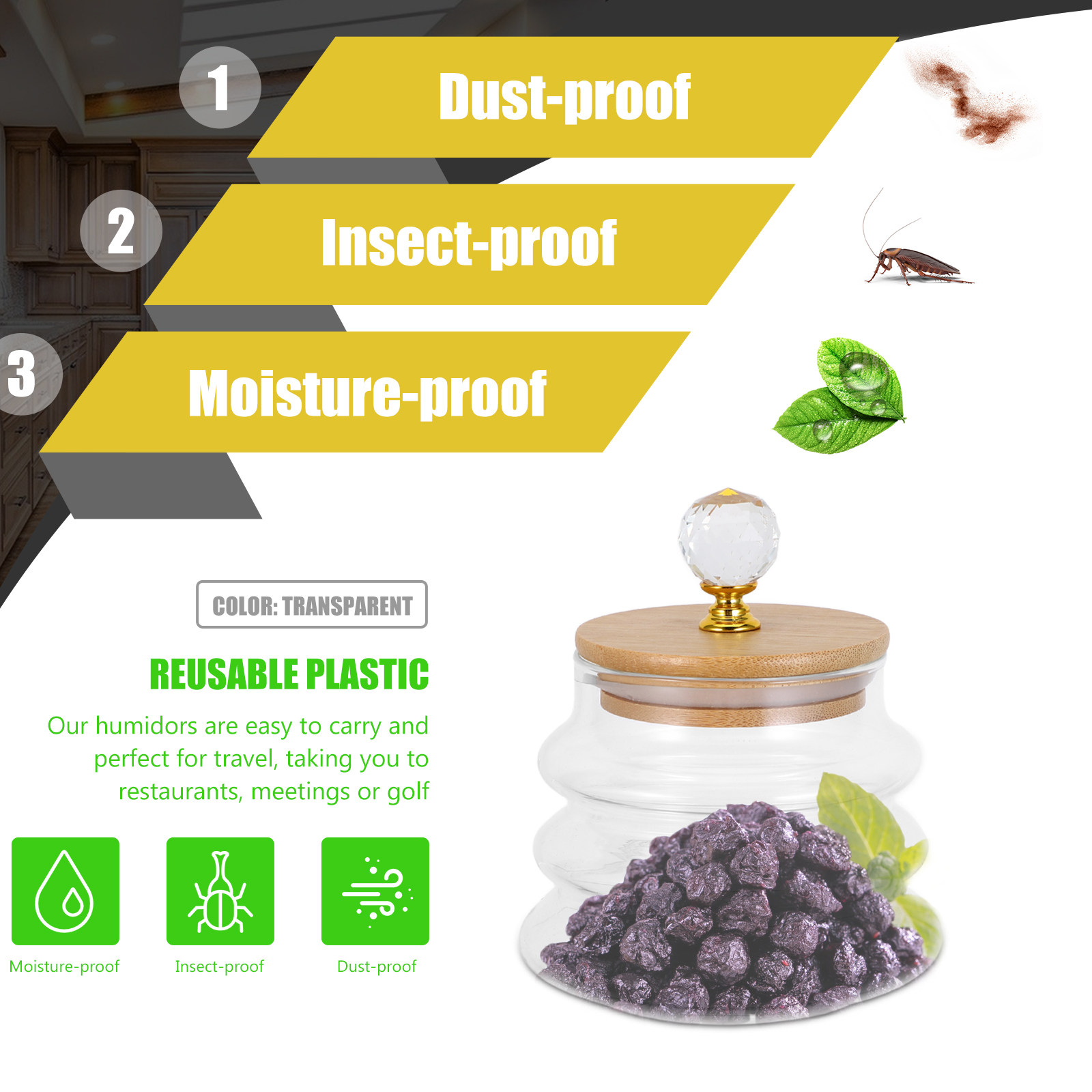 Doorzichtige glazen voorraadpo - Coffee Tea Bean Leaf recensie en prijs