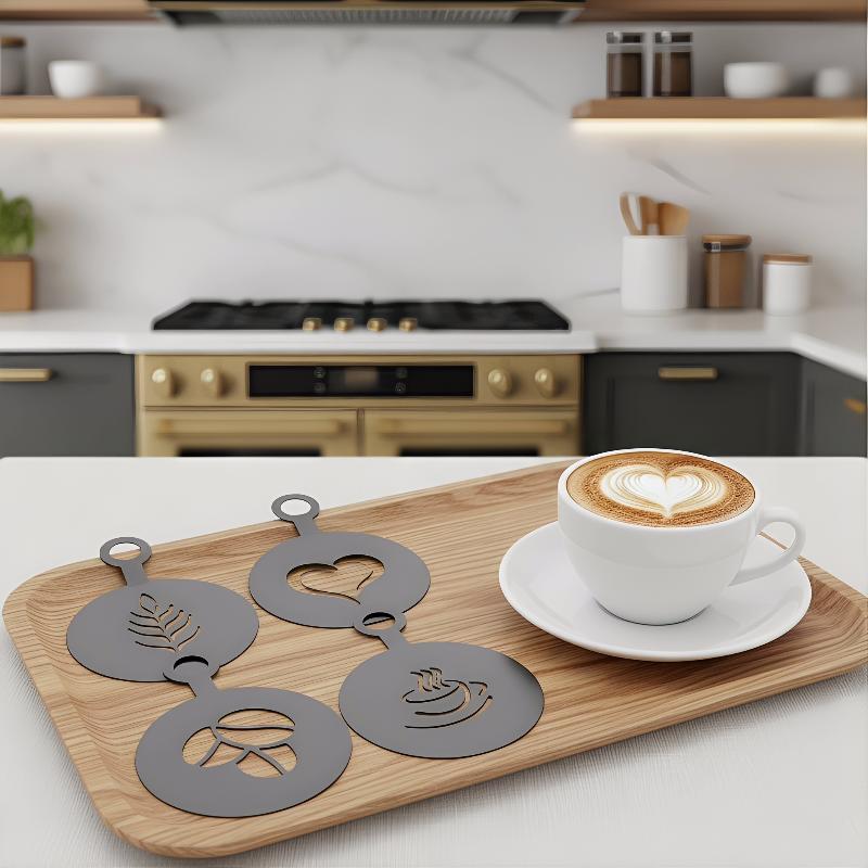 4-delige roestvrijstalen koffi - Coffee Stencil Art recensie en prijs