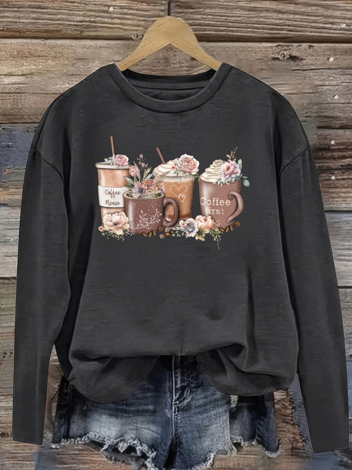 Dames Casual T-shirt met lange - Coffee & Tea Haus recensie en prijs