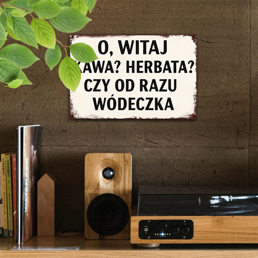 Grappig ijzeren bord met de te - Coffee Tea Vodka recensie en prijs