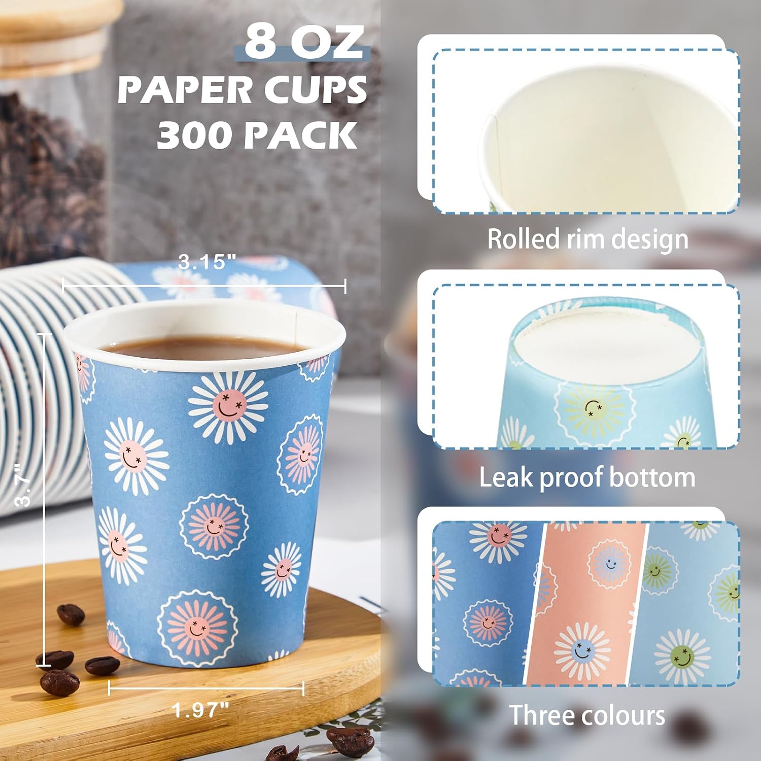 300 stuks 8oz wegwerp papieren - Coffee Tea Images recensie en prijs