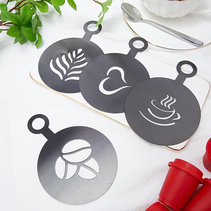 4 stks/set roestvrijstalen kof - Coffee Stencil Art recensie en prijs