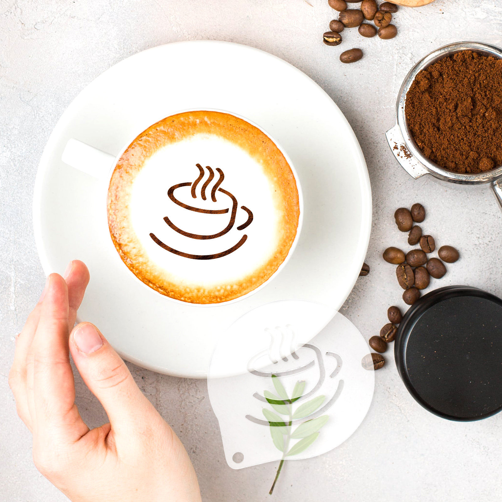 Lichtgewicht acryl koffiemal v - Coffee Stencil Art recensie en prijs