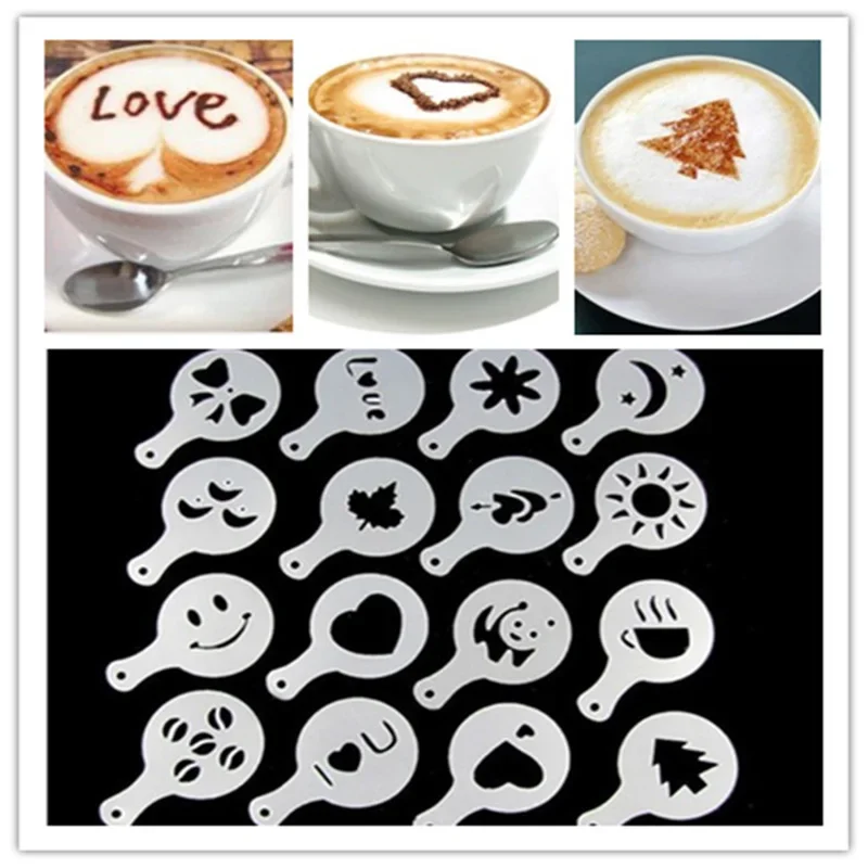16 stks/set Koffie Schimmel La - Coffee Stencil Art recensie en prijs